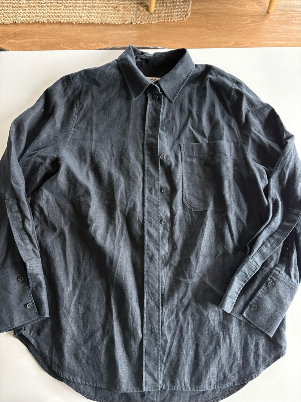 Cos 100% Linen Black Button up